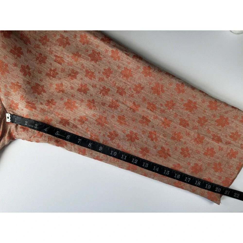 Benard Holtzman Shirt Pants Set Womens 8P Orange Floral Linen Petite‎ Lined Suit